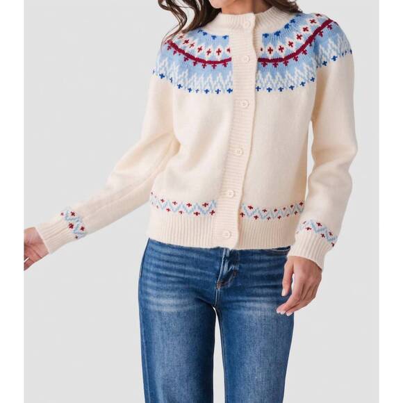 NEW PINCH hilda nordic button down cardigan in beige - Picture 4 of 4